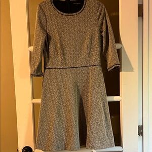 Banana Republic Factory Gray Chevron Midi Dress with Contrast Piping